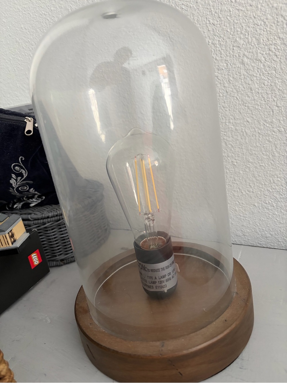 vintage-style glass cloche table lamp,